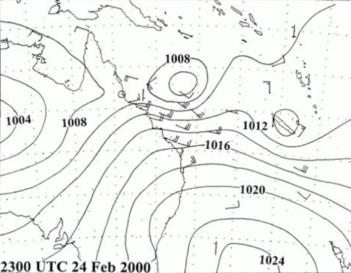 Cyclone Steve 2000 - mean sea level